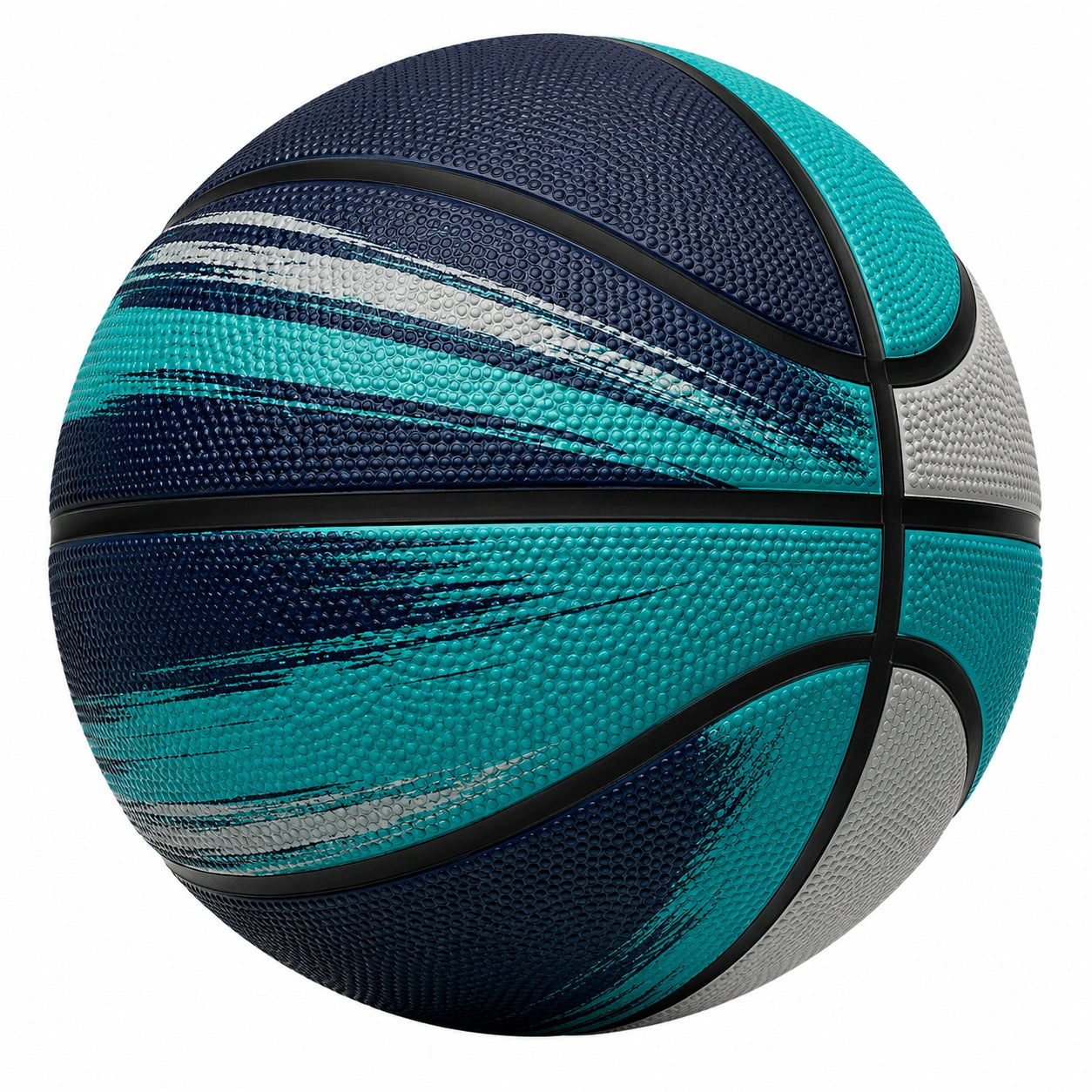 Ballon de basketball design moderne turquoise et gris
