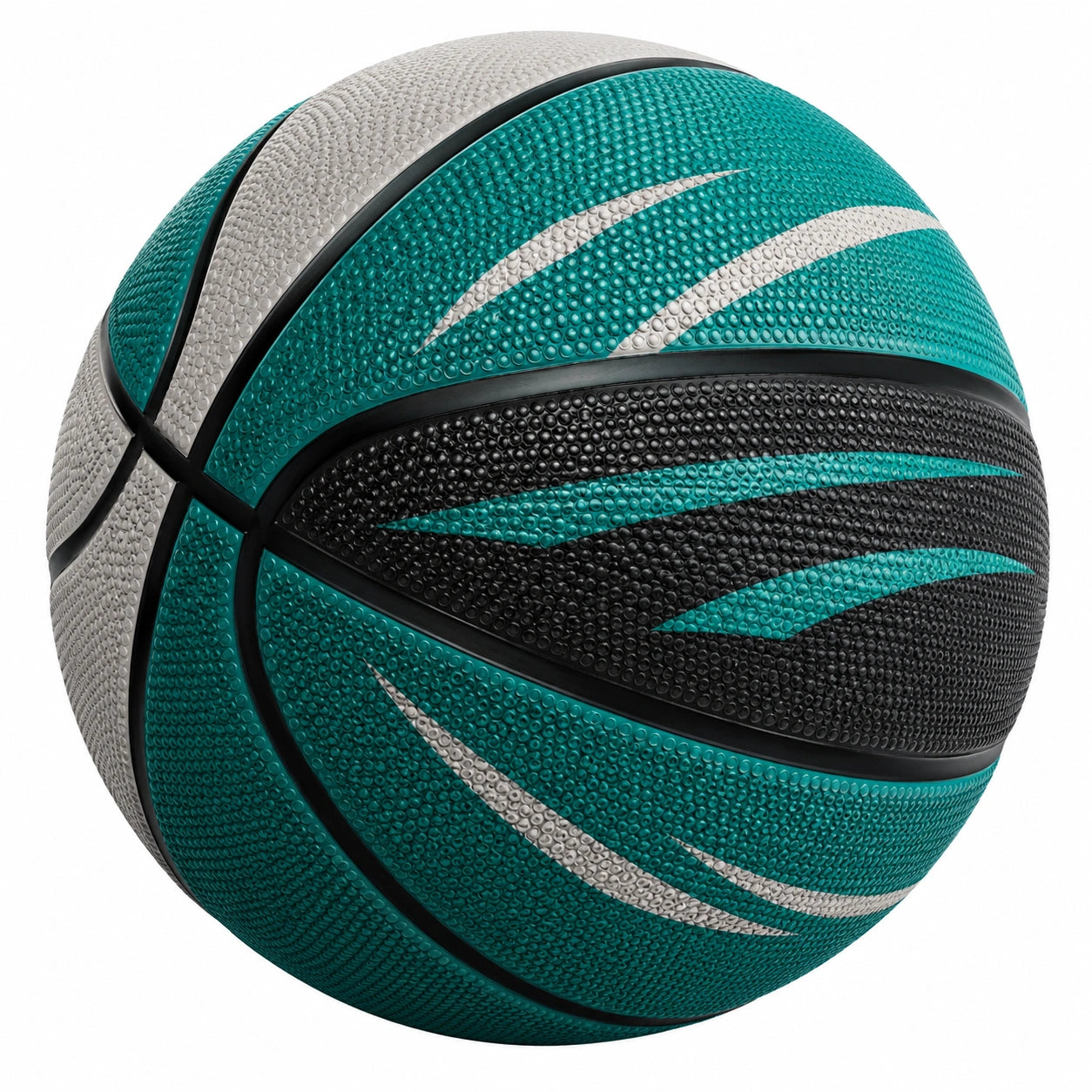 Ballon de basket taille 7 turquoise/noir/gris