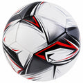 Ballon de football design géométrique blanc, noir et rouge