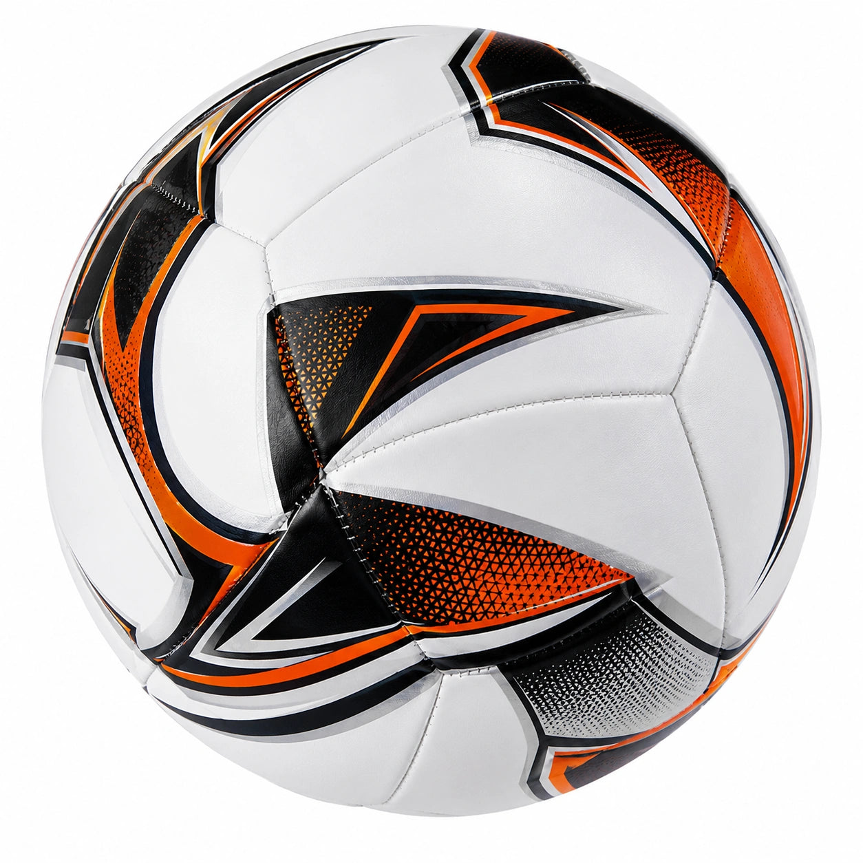Ballon de football blanc, orange et noir pour matchs et entraînements