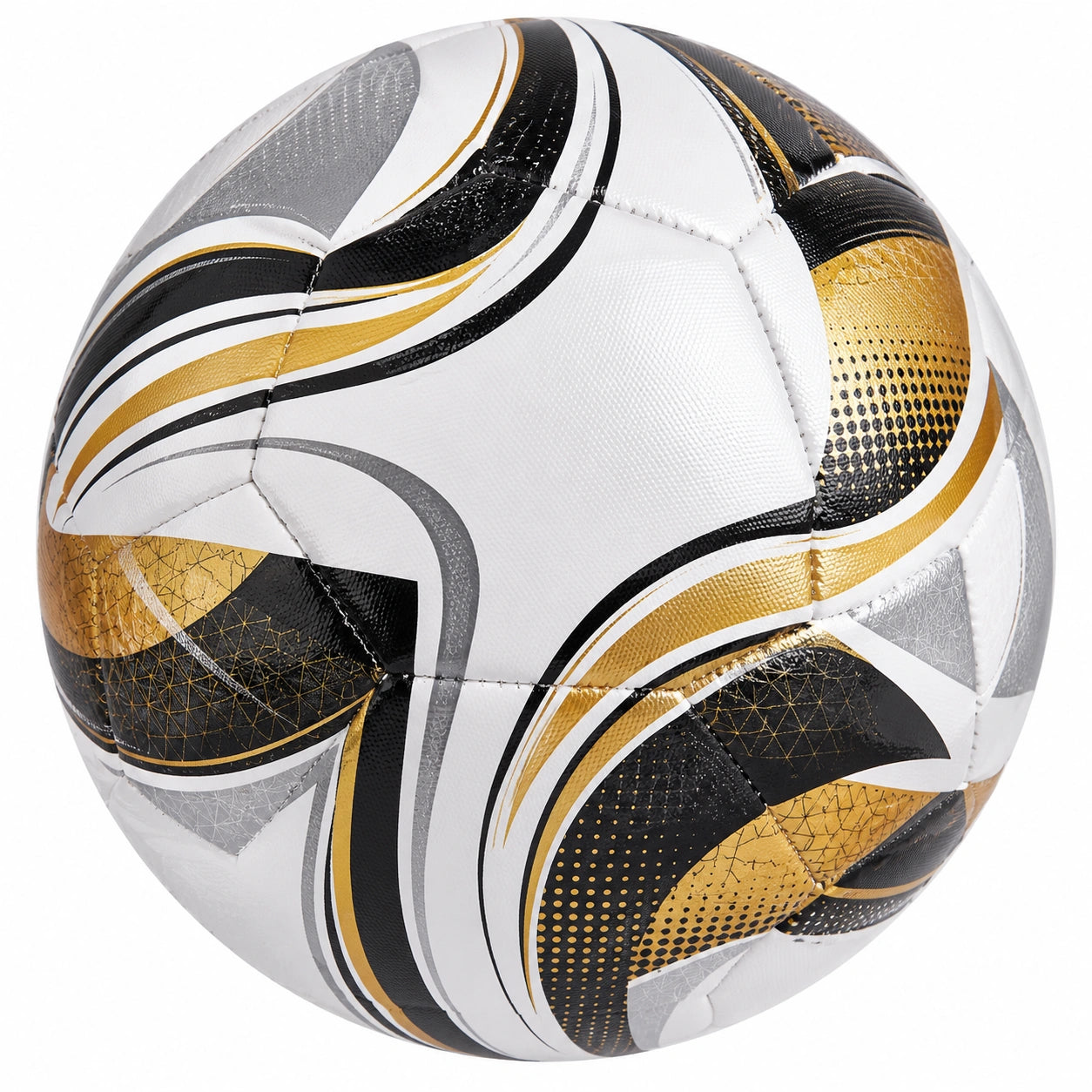 Ballon de football blanc, or et noir pour entraînement