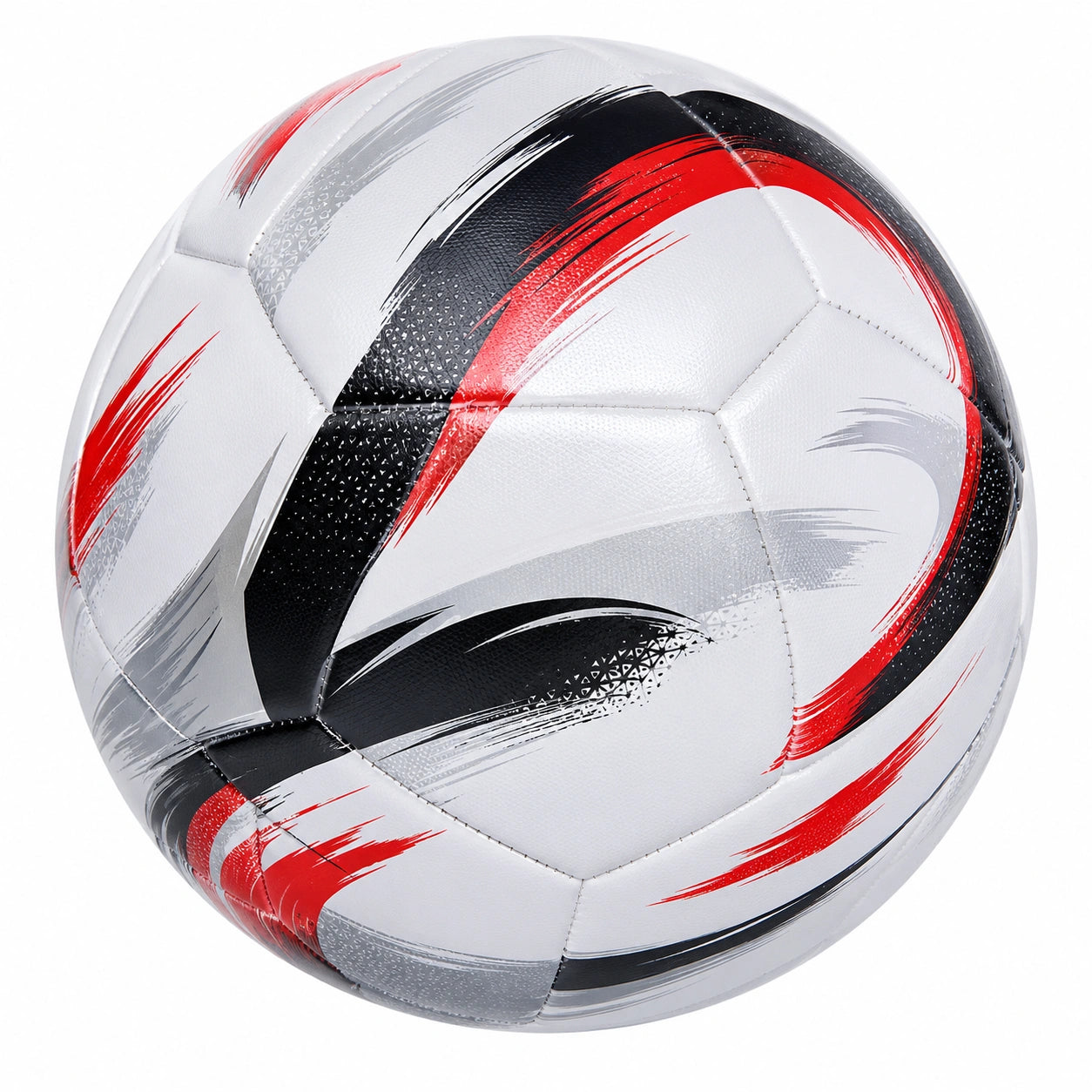 Ballon de football blanc, rouge, noir et gris