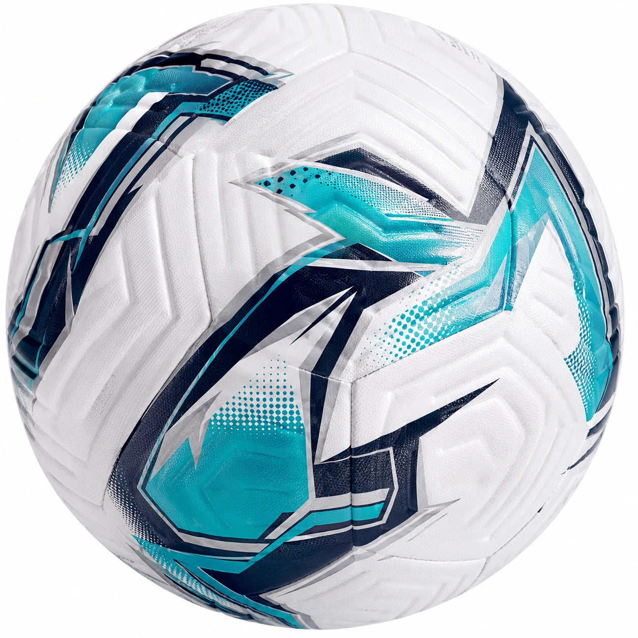Ballon de football taille 5 blanc et turquoise