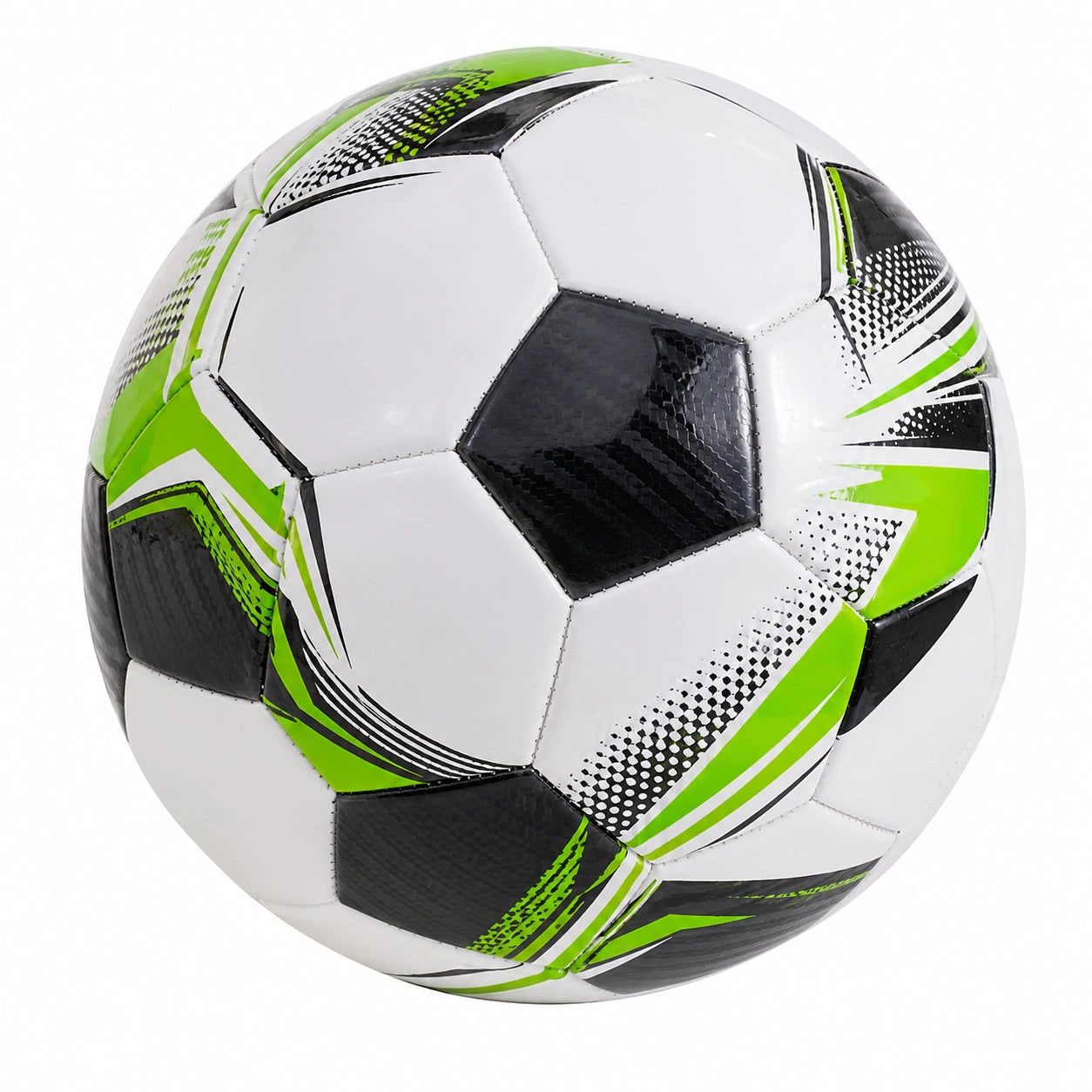 Ballon de football taille 5 blanc, vert et noir