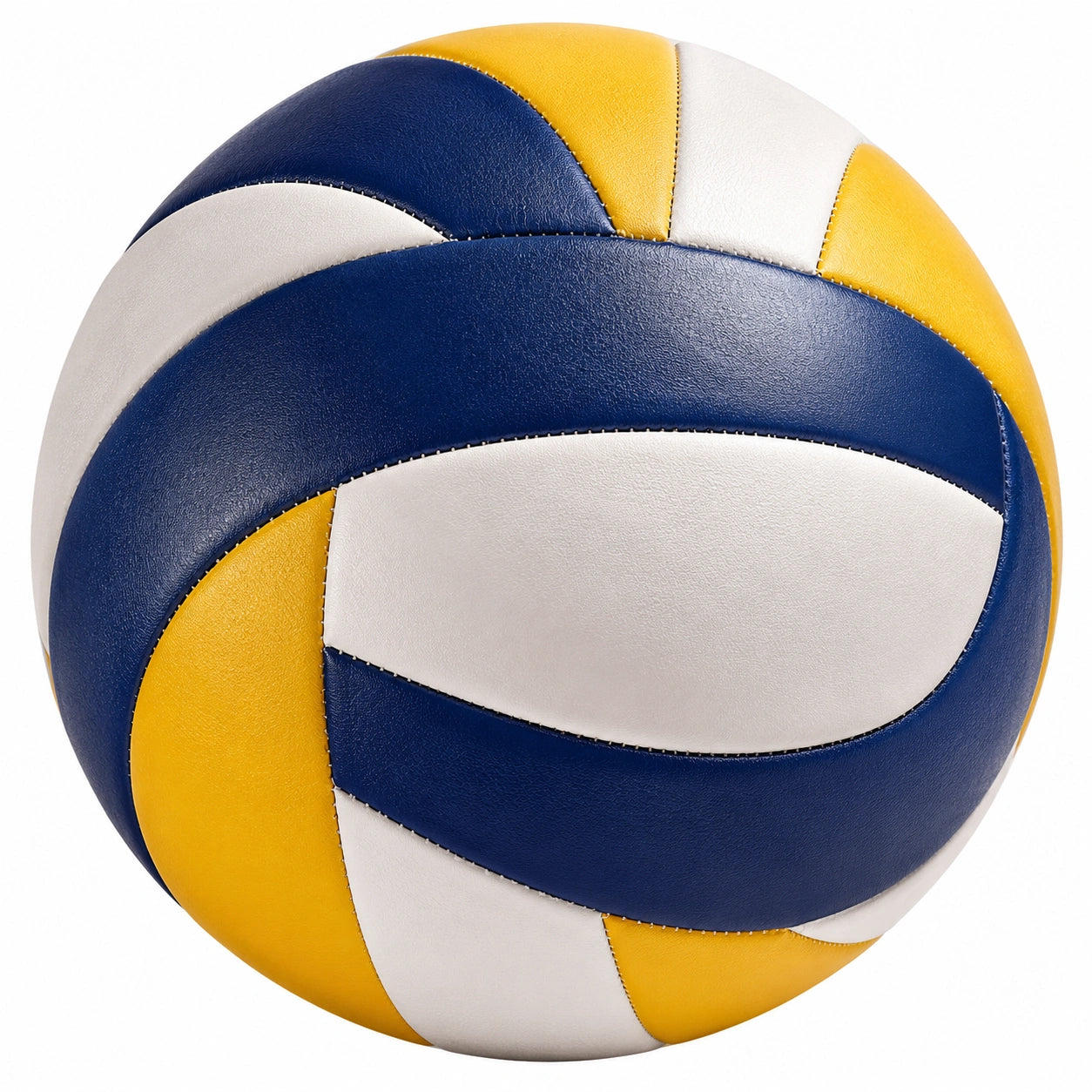 Ballon de volley cousu bleu, blanc et jaune