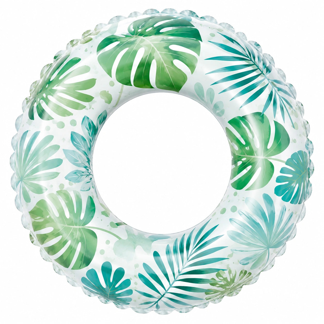Bouée gonflable à motif tropical pour piscine - Vert