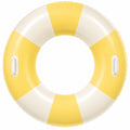 Bouée gonflable rayée jaune et blanche avec poignées