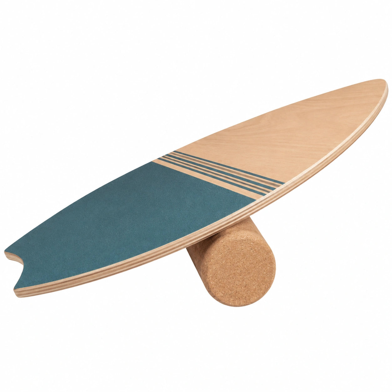 Planche d'équilibre en bois avec rouleau en liège - Bleu/Bois Naturel