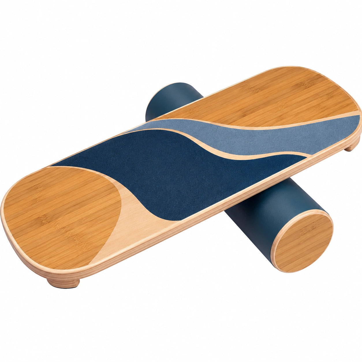 Planche d'équilibre en bois et bleu avec rouleau