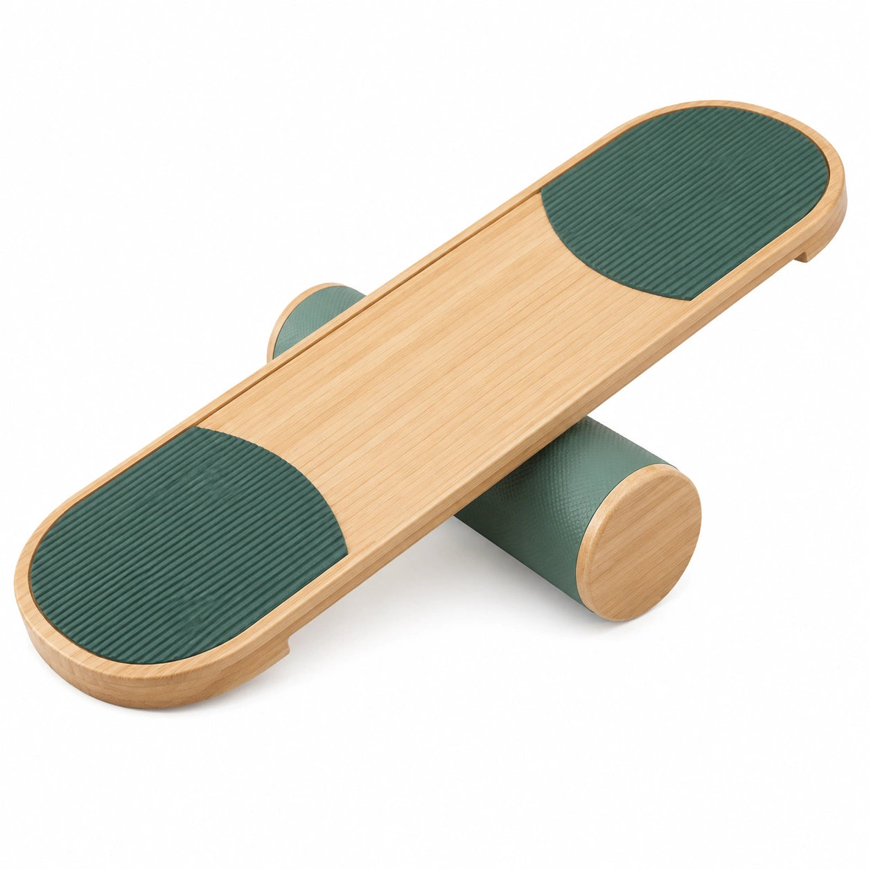 Planche d'équilibre en bois et vert pour entraînement physique